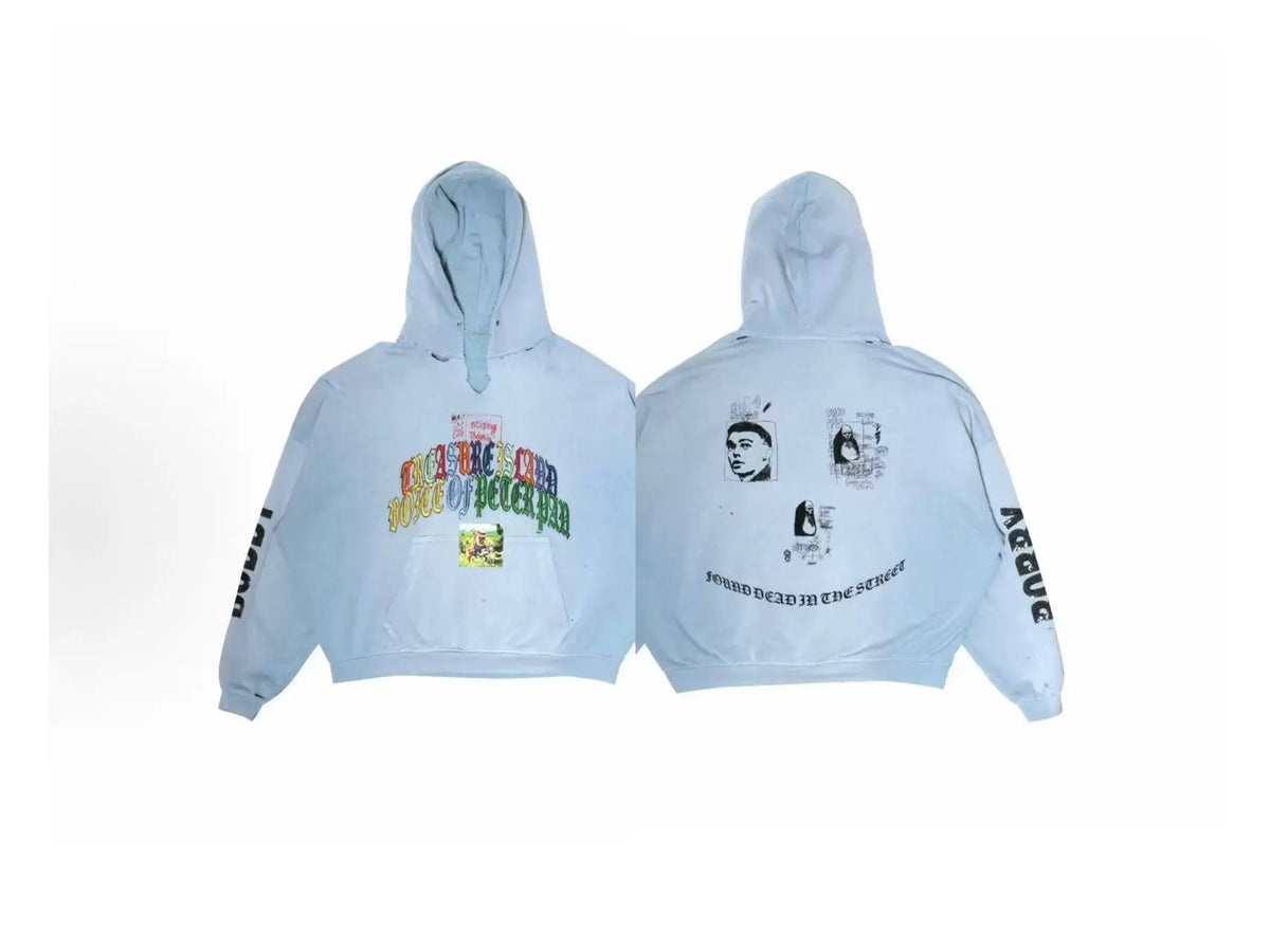 PALY Hollywood Multi-Color Slogan Graphic Hoodie - Light Blue