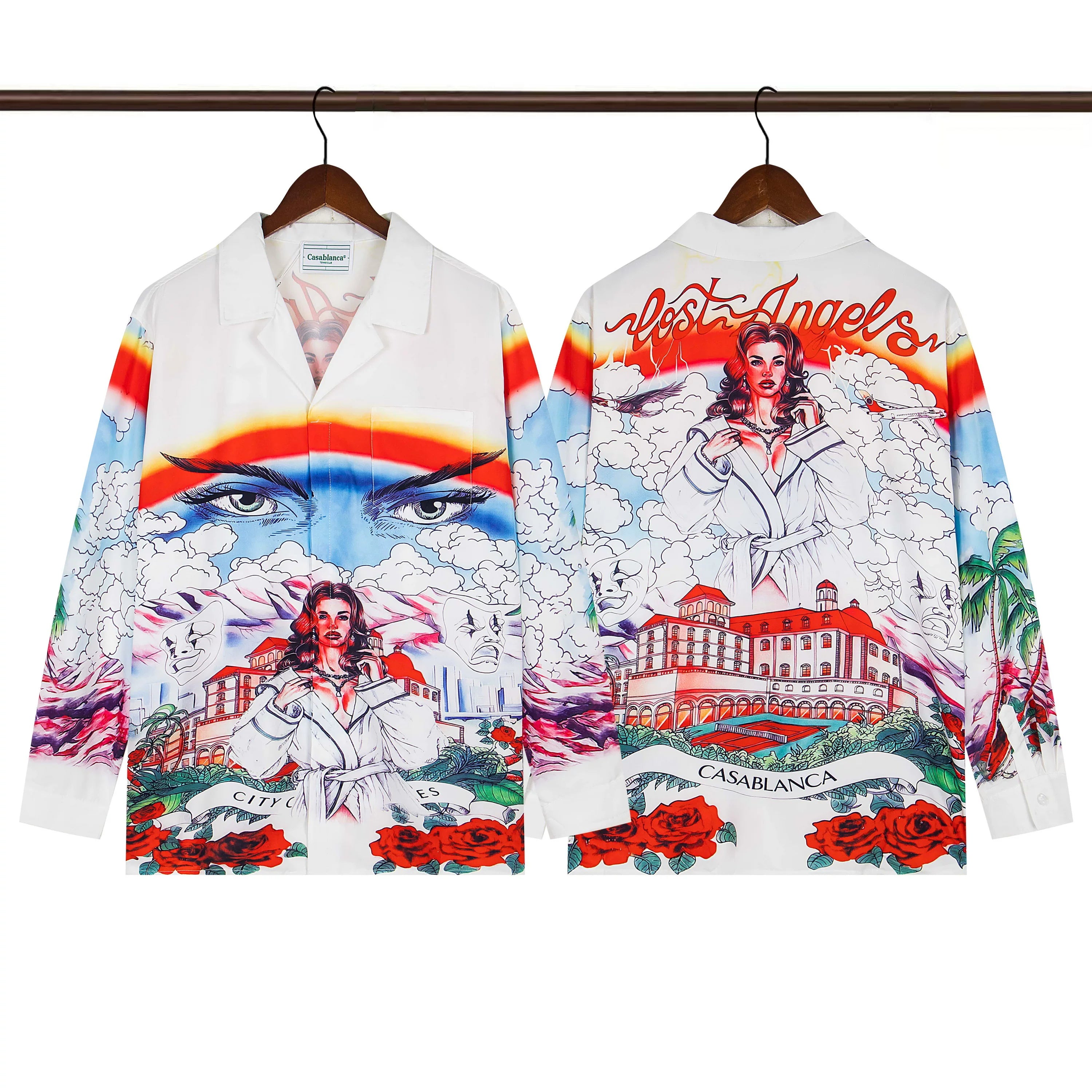 Casablanca Angelic Portrait & Villa Silk-Style Shirt - Multi