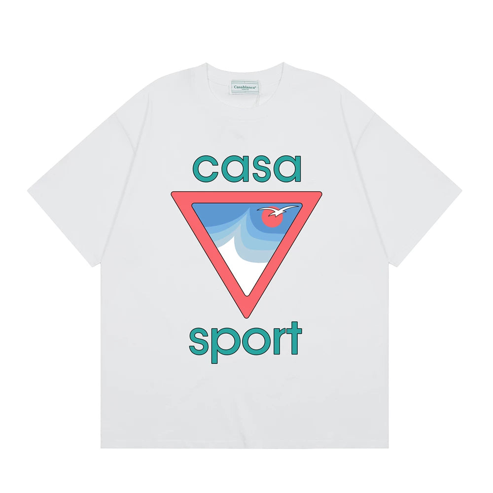 Casablanca Sport Red Triangle Horizon T-Shirt - White