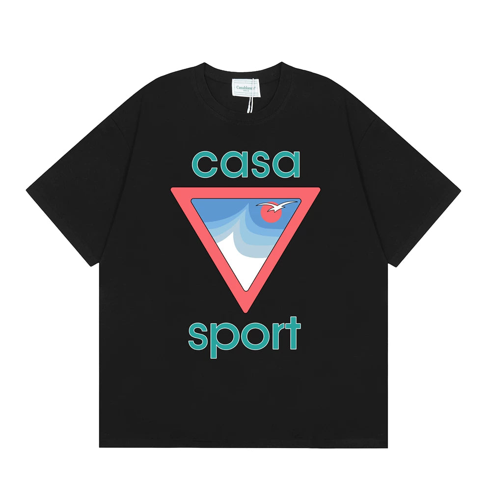 Casablanca Sport Red Triangle Horizon T-Shirt - Black