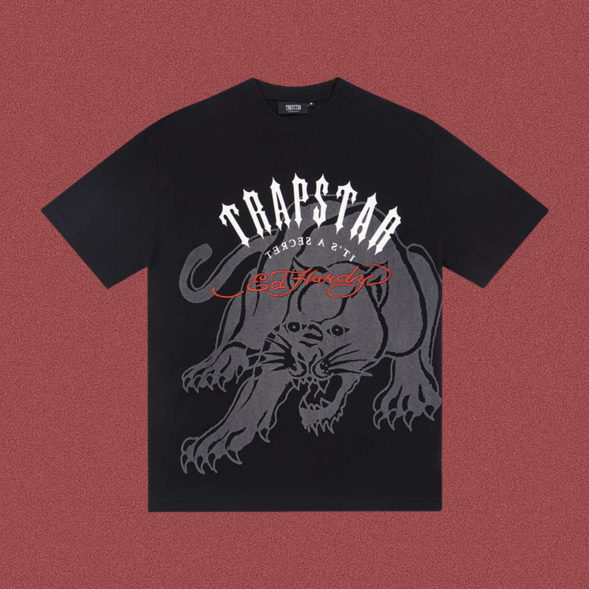 Trapstar Panther & Red Script Graphic Tee - Black