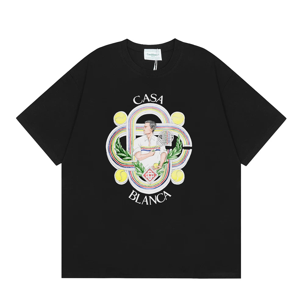 Casablanca Ornate Crest & Figure T-Shirt - Black