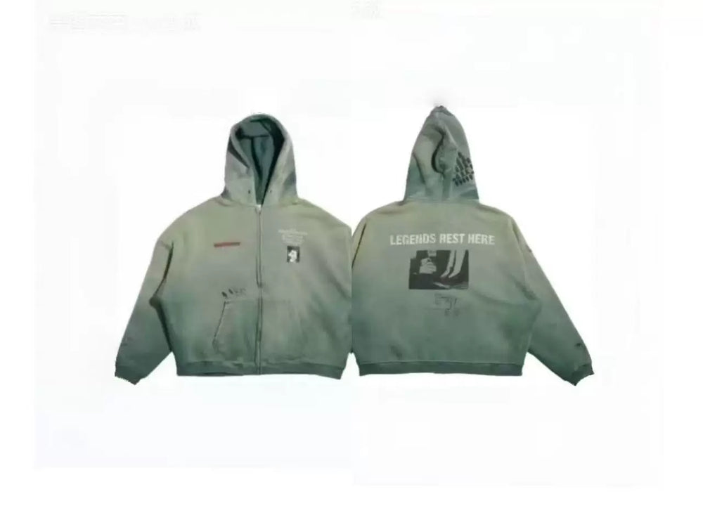 PALY Hollywood "Legends Rest Here" Gradient Zip-Up Hoodie - Green