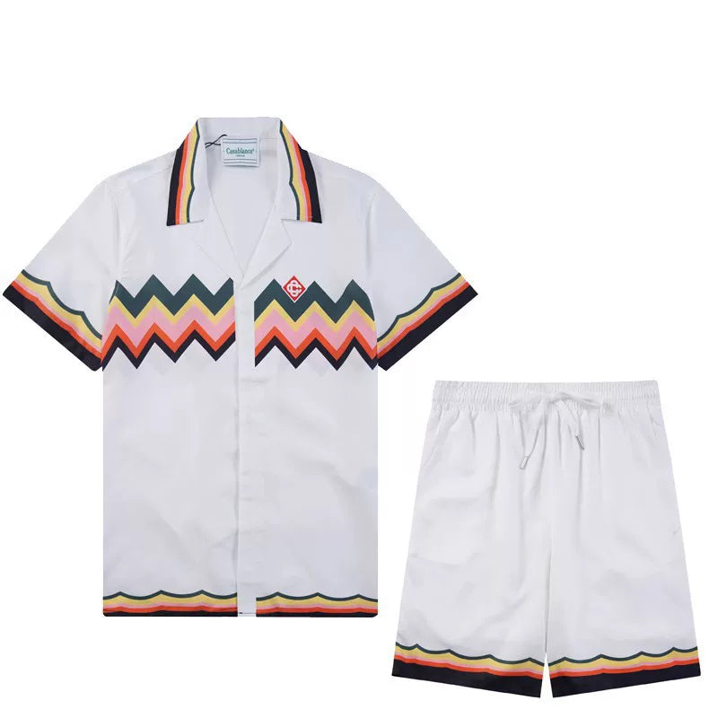 Casablanca Chevron Wave Stripe Set - White / Multi
