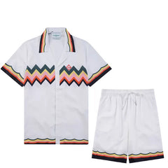 Casablanca Chevron Wave Stripe Set - White / Multi