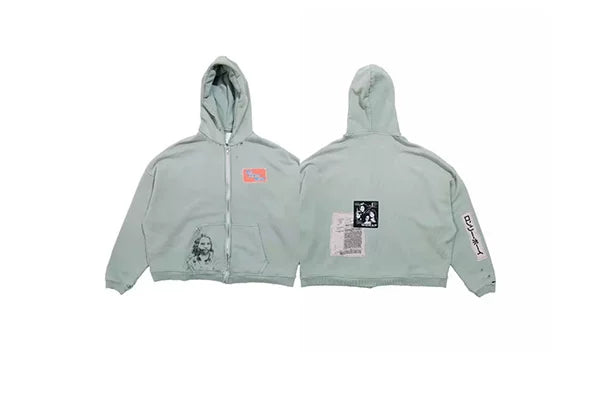 PALY Hollywood Light Green Collage Zip-Up Hoodie - Light Green