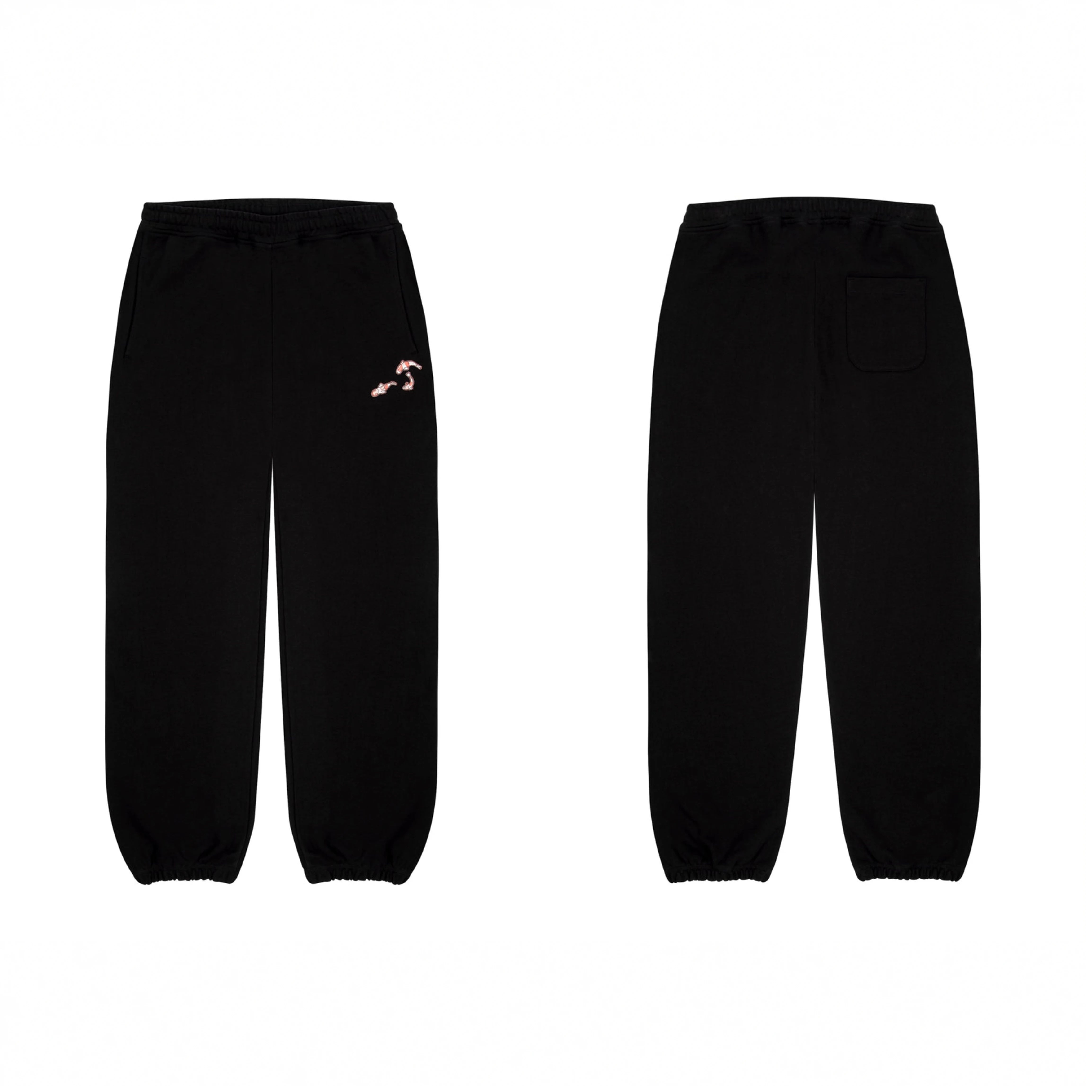Derschutze Koi Fish Embroidery Sweatpants - Black