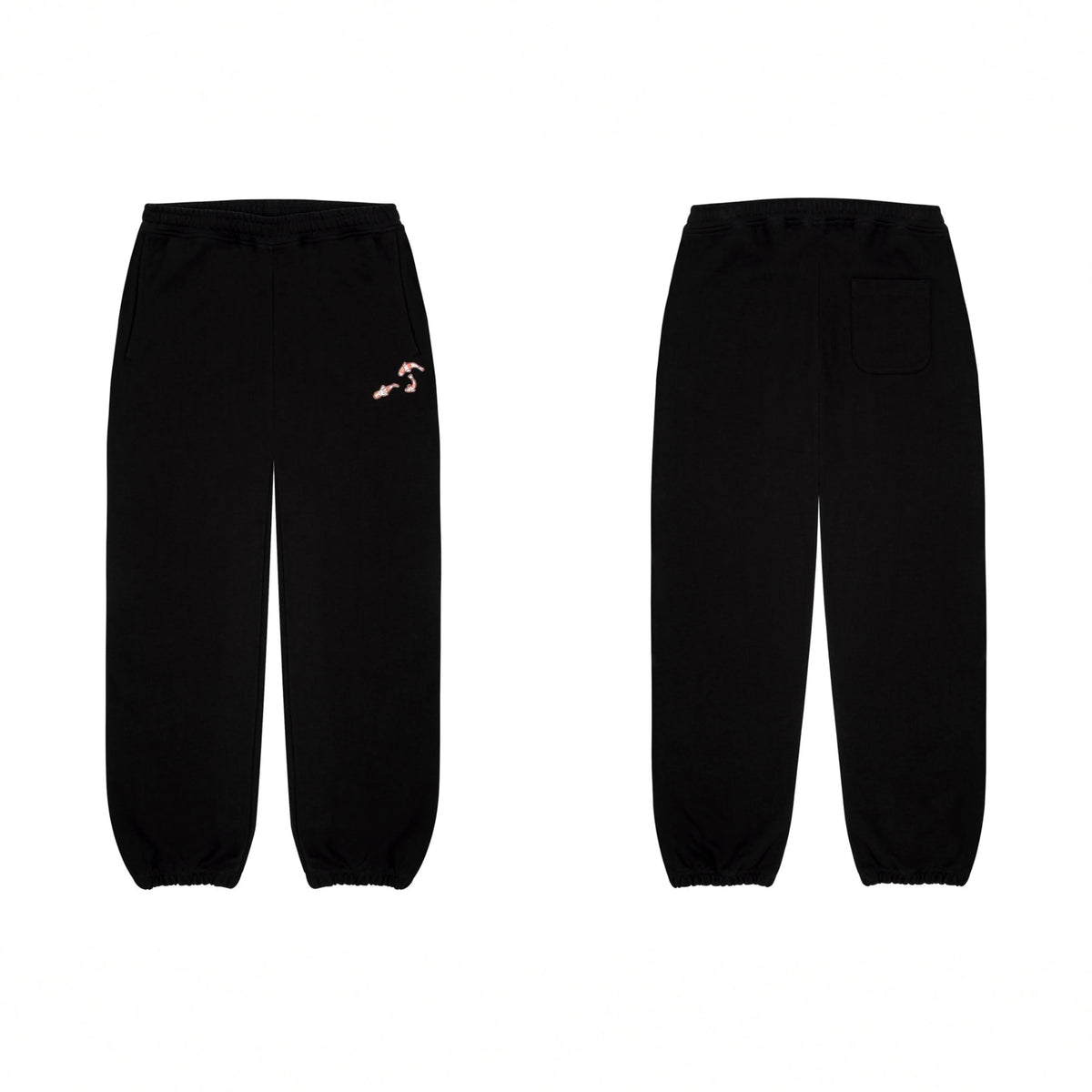Derschutze Koi Fish Embroidery Sweatpants - Black