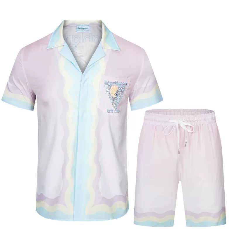 Casablanca Pastel Watercolor Wave Set - Pastel Multi / White