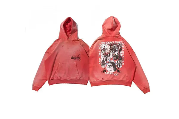 PALY Hollywood Vintage Collage Pullover Hoodie - Red