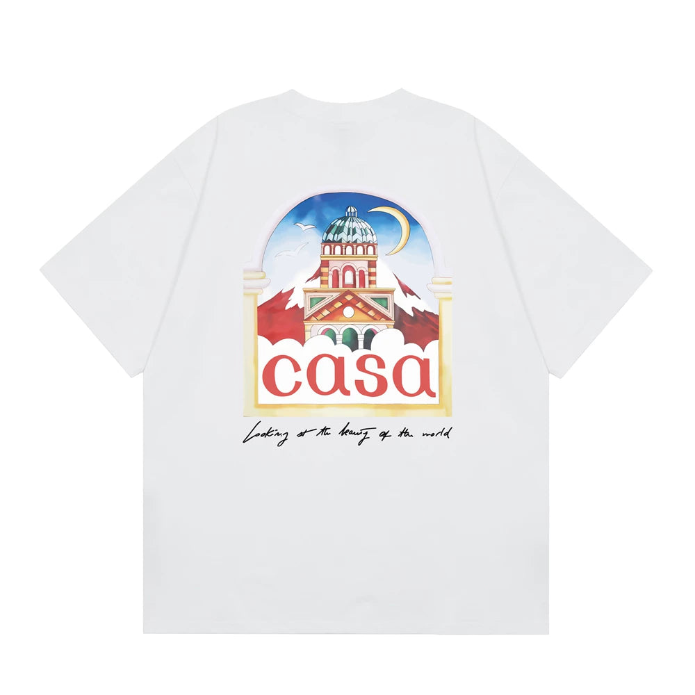 Casablanca Arch Architectural Back Graphic T-Shirt - White