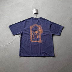 Derschutze Architectural Frame Graphic T-Shirt - Blue-Purple