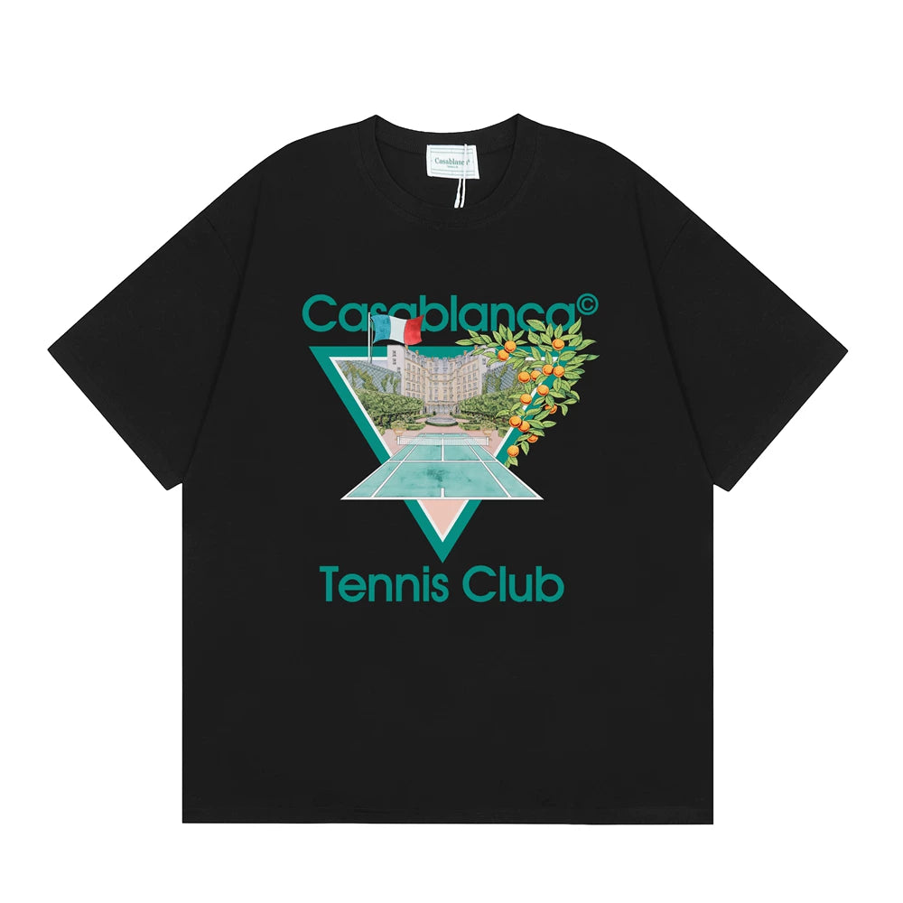 Casablanca Tennis Club Orange Tree Graphic T-Shirt - Black