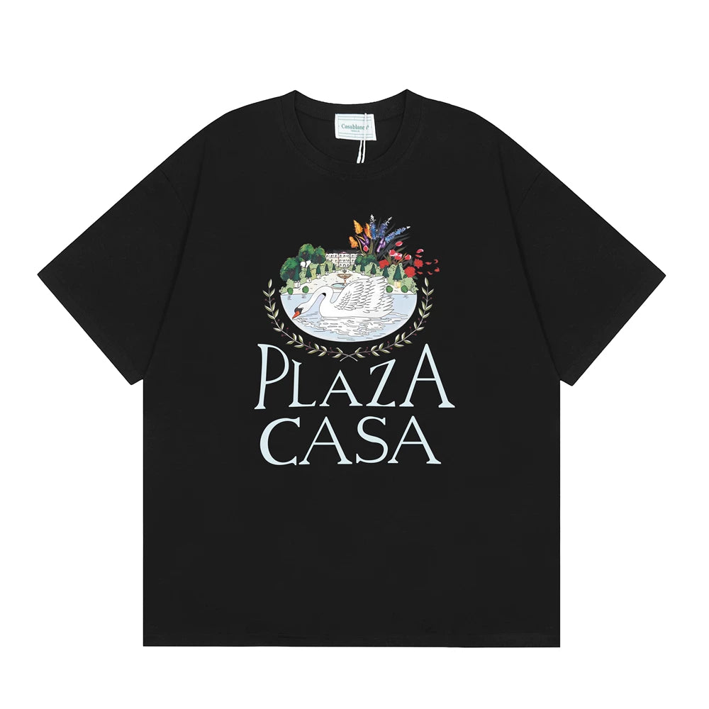 Casablanca Plaza Casa Floral Fountain T-Shirt - Black