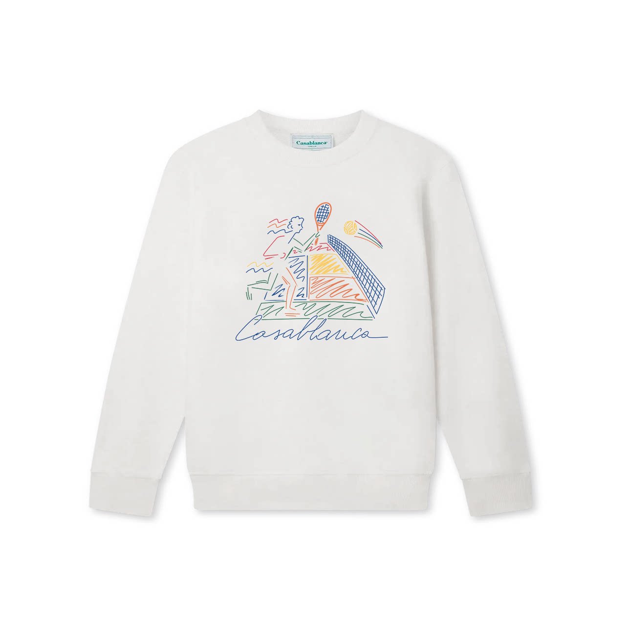 Casablanca Abstract Court Line-Art Sweatshirt - White