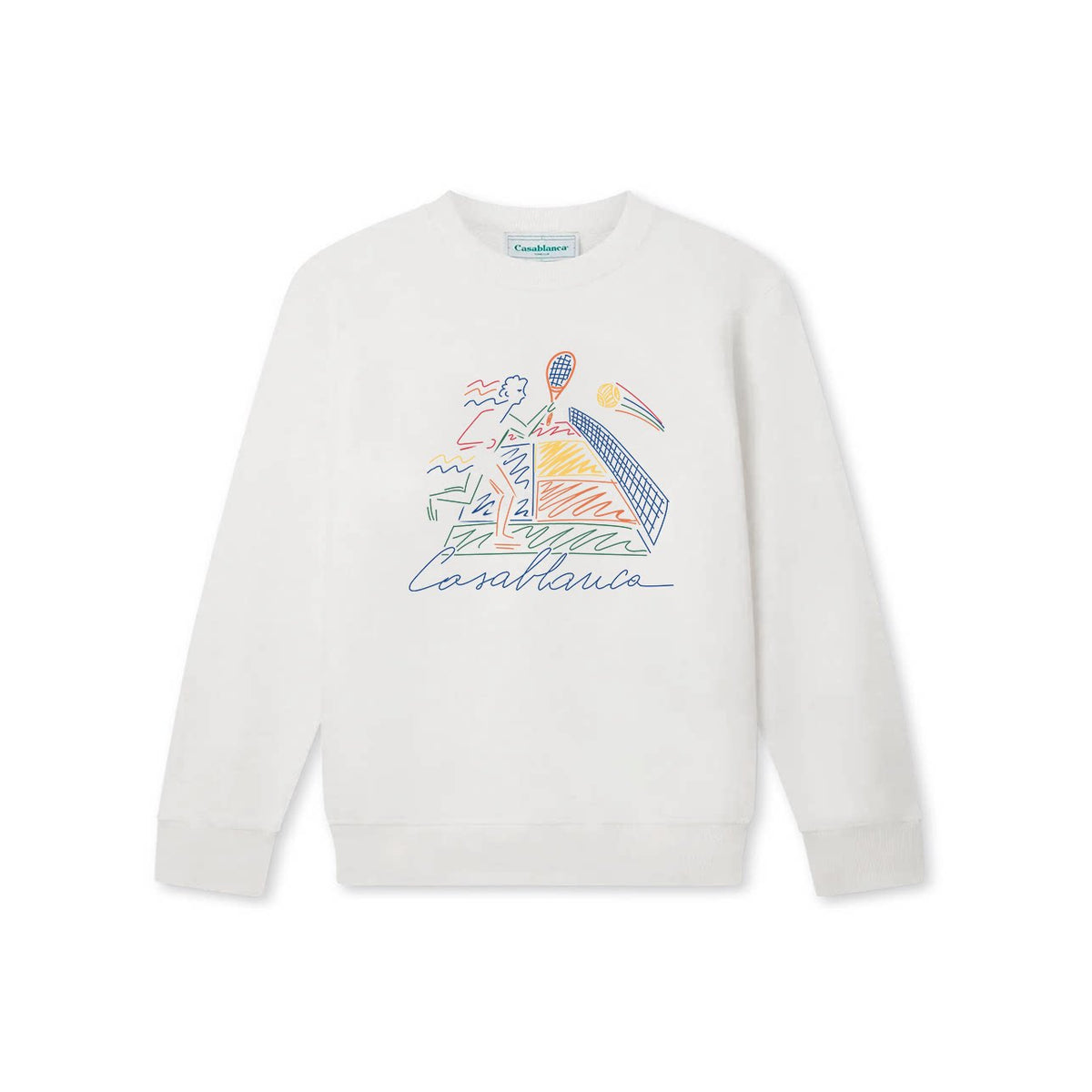 Casablanca Abstract Court Line-Art Sweatshirt - White