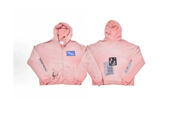 PALY Hollywood Pink Gradient Collage Zip-Up Hoodie - Pink