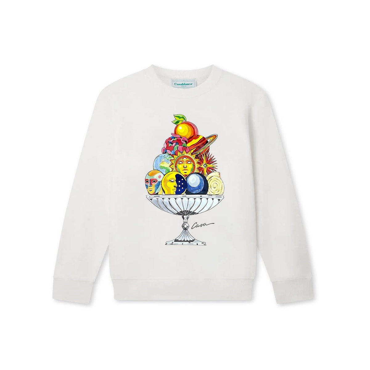 Casablanca Surrealist Fruit Bowl Graphic Sweatshirt - White