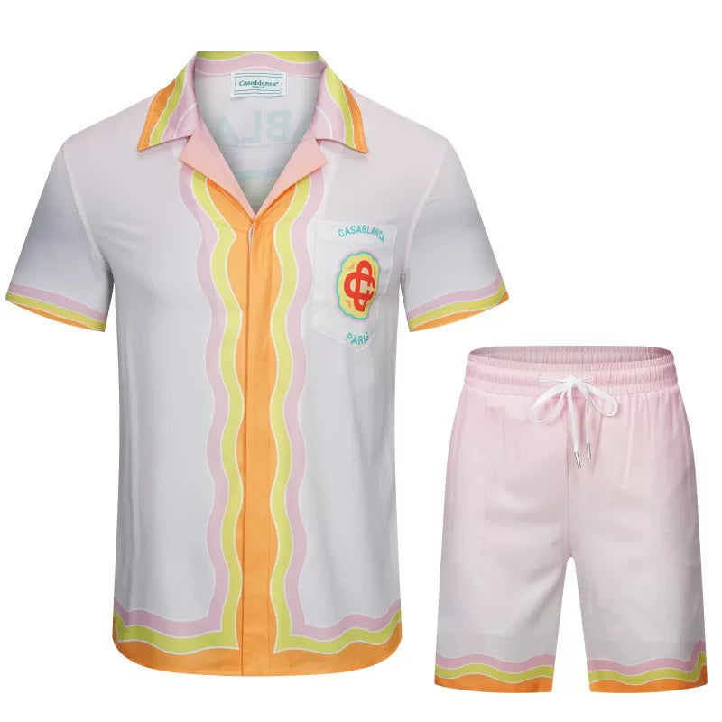 Casablanca Scallop Trim Resort Set - White / Yellow / Pink