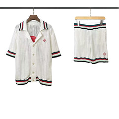 Casablanca Red & Green Tipped Knit Set - White / Red / Dark Green