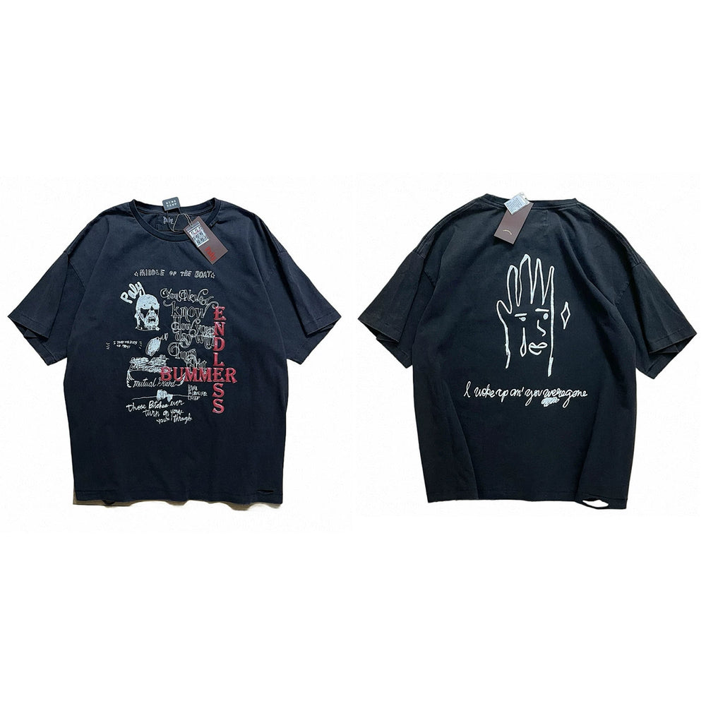 PALY Hollywood Hand & Slogan Graphic T-Shirt - Black