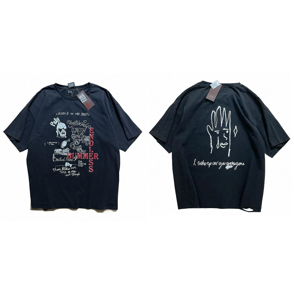PALY Hollywood Hand & Slogan Graphic T-Shirt - Black