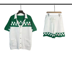 Casablanca Green Checkerboard Knit Set - White / Green