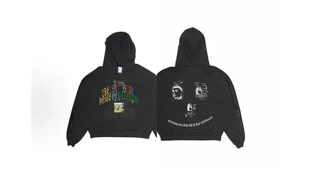 PALY Hollywood Multi-Color Slogan Graphic Hoodie - Black