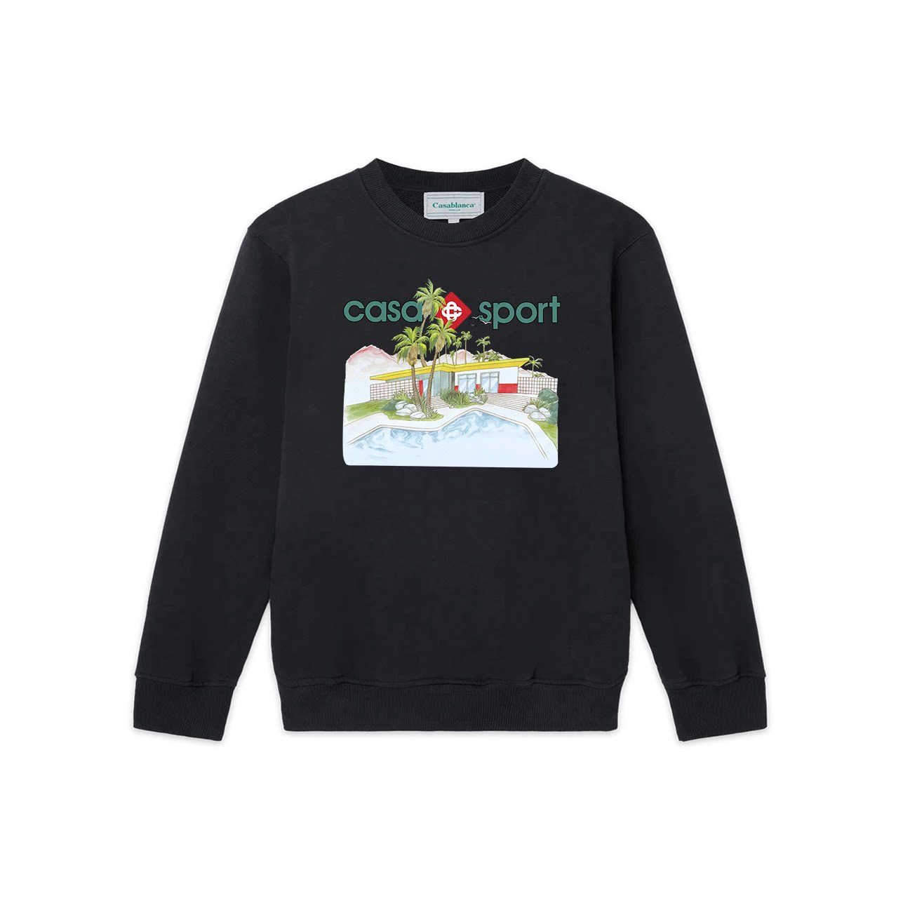 Casablanca Casa Sport Swimming Pool Graphic Sweatshirt - Black