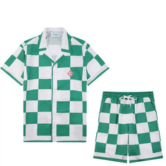Casablanca Green Checkboard Set - Green / White