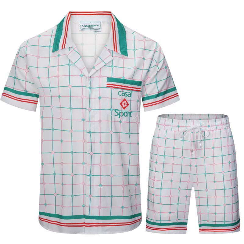 Casablanca Windowpane Check Grid Set - White / Green / Pink