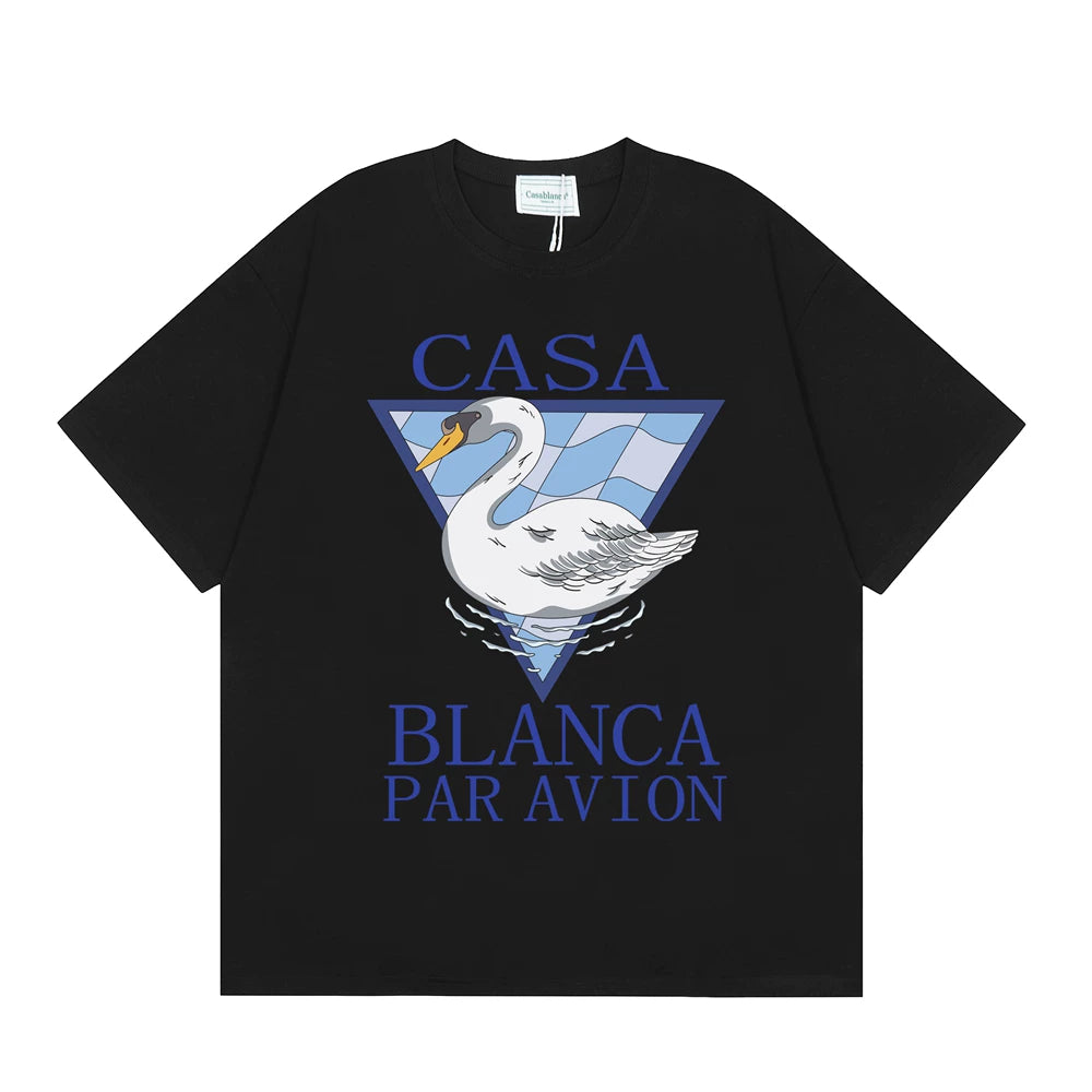 Casablanca Par Avion Swan Graphic T-Shirt - Black