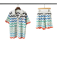 Casablanca Multi-Wave Zigzag Knit Set - White / Blue / Green / Orange