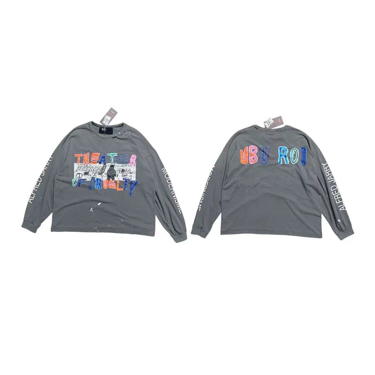 PALY Hollywood Multi-Color Slogan Graphic Long-Sleeve T-Shirt - Grey