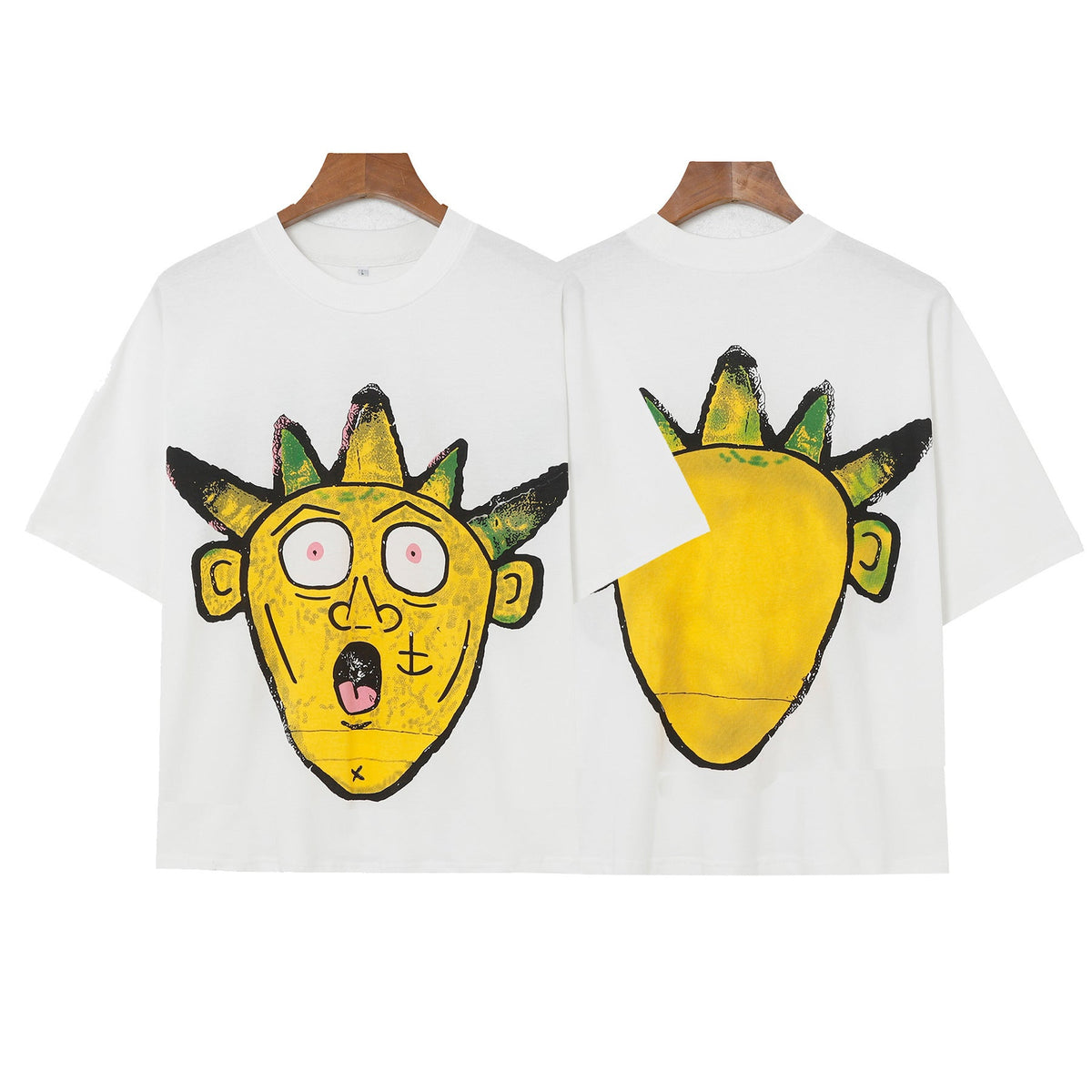 Billionaire Studios Yellow Punk Spike-Hair Character T-Shirt - White