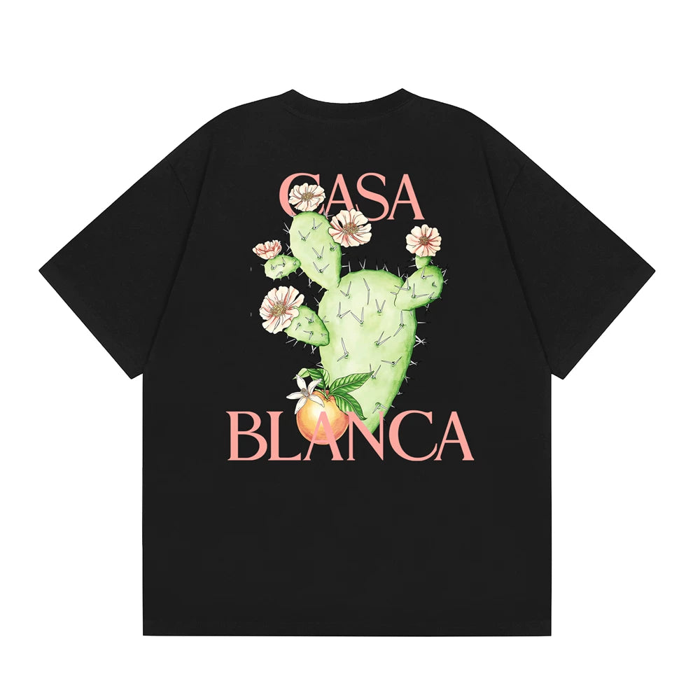 Casablanca Blooming Cactus Back Graphic T-Shirt - Black