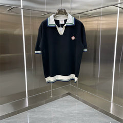 Casablanca Diamond Monogram Knit Polo Shirt - Black