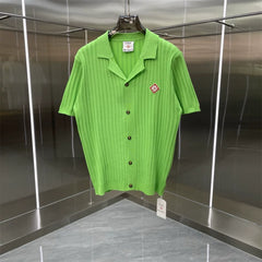 Casablanca Ribbed Knit Button-Down Shirt - Green