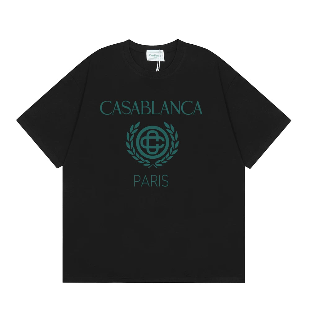 Casablanca Paris Laurel Wreath Logo T-Shirt - Black
