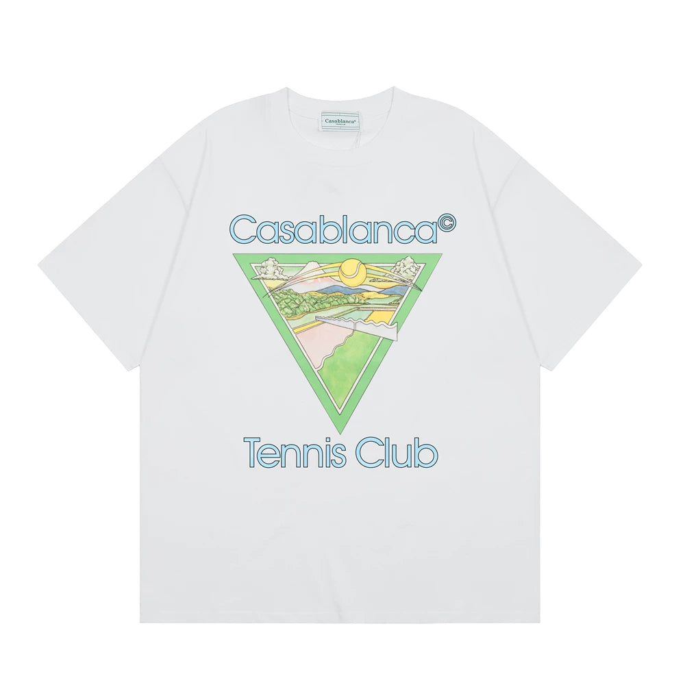 Casablanca Tennis Club Triangle Graphic T-Shirt - White