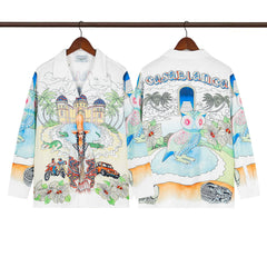 Casablanca Architectural Arch & Racing Silk-Style Shirt - White