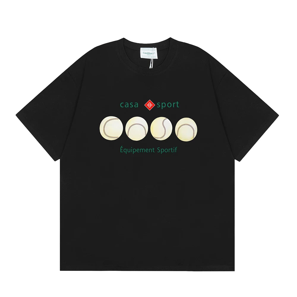 Casablanca Sport Tennis Ball Row T-Shirt - Black