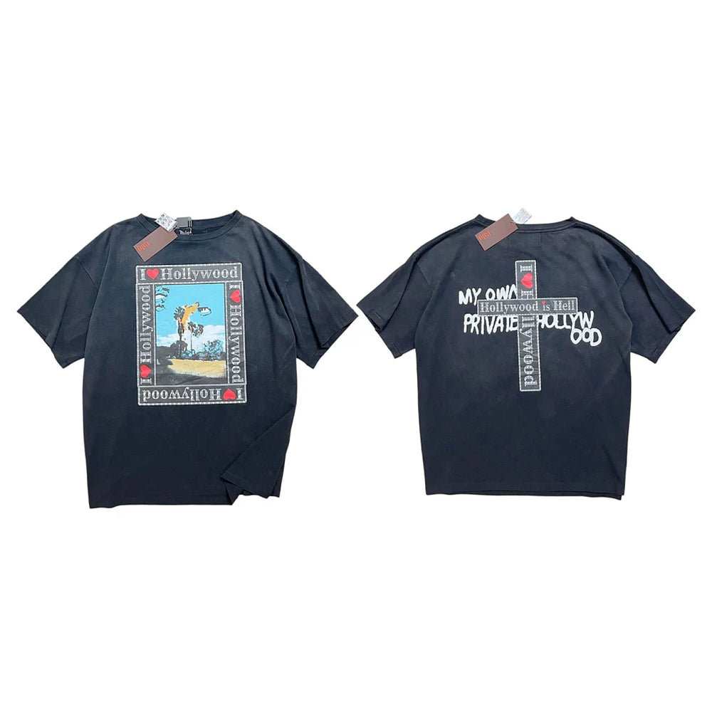 PALY Hollywood "I ♥ Hollywood" Cross Graphic T-Shirt - Black