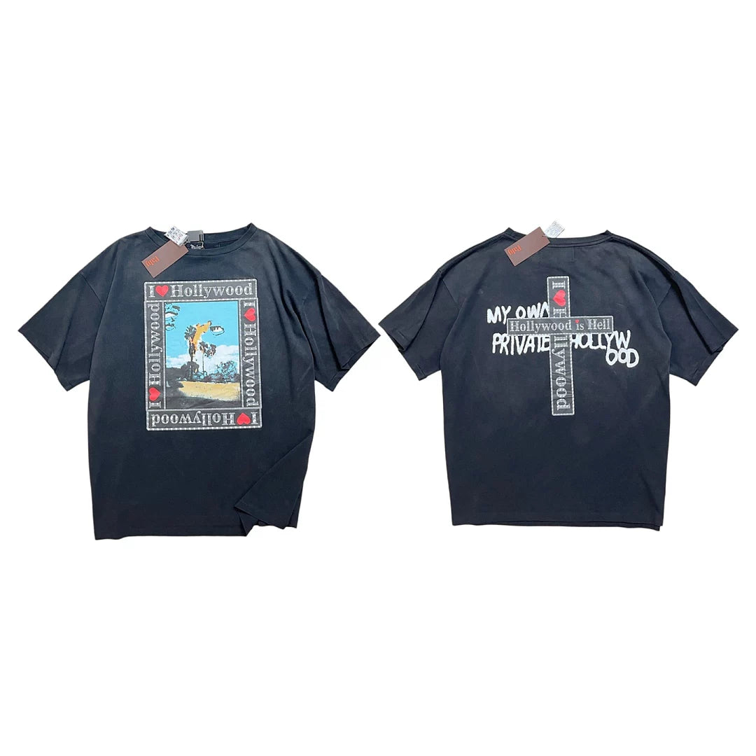 PALY Hollywood "I ♥ Hollywood" Cross Graphic T-Shirt - Black
