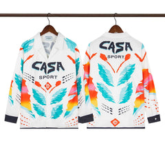 Casablanca Sport Winged Feather Silk-Style Shirt - White