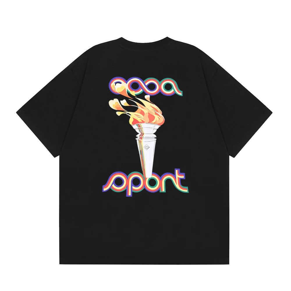 Casablanca Sport Olympic Torch Graphic T-Shirt - Black