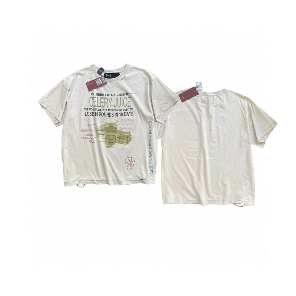 PALY Hollywood Vintage Text & Label Graphic T-Shirt - Cream
