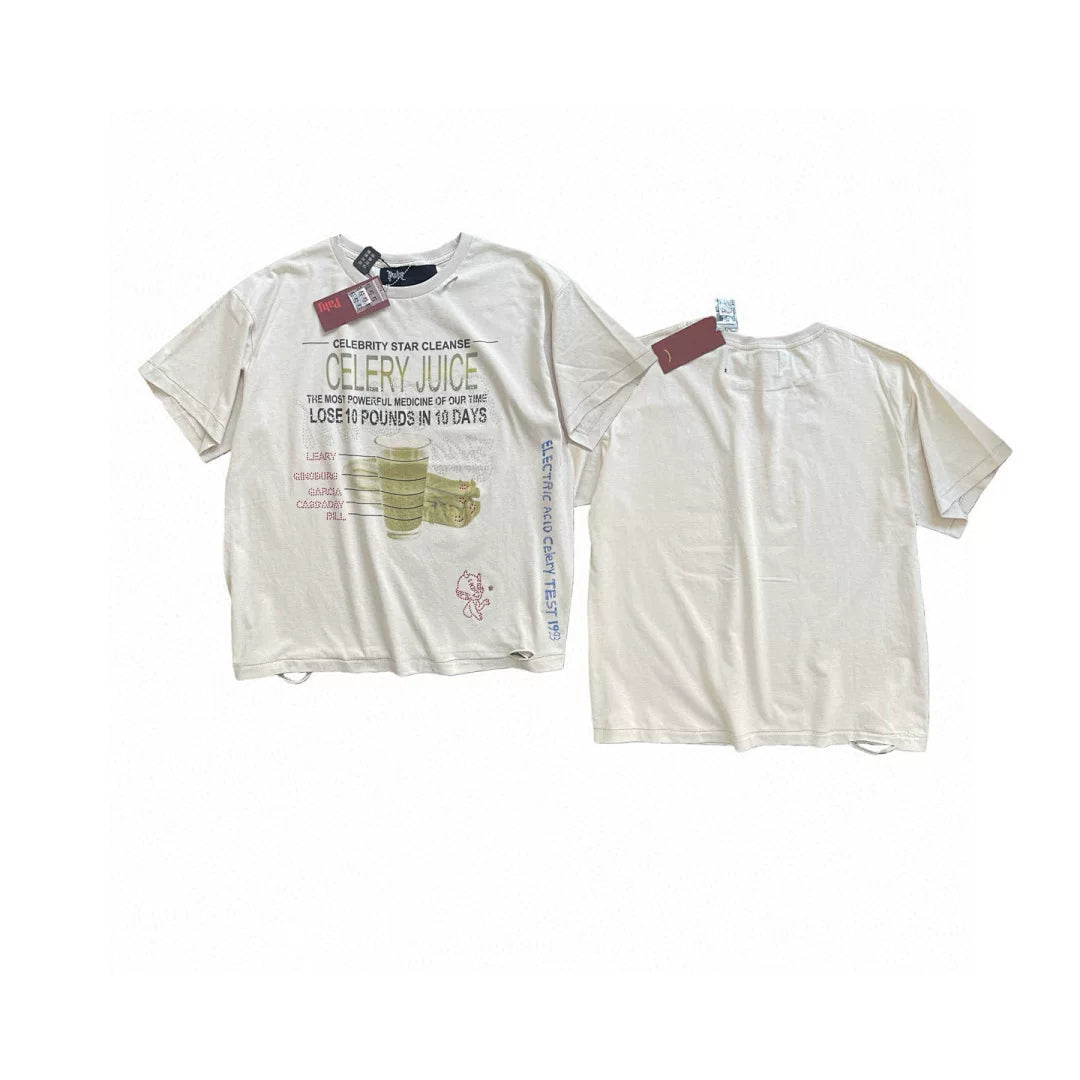 PALY Hollywood Vintage Text & Label Graphic T-Shirt - Cream