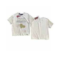 PALY Hollywood Vintage Text & Label Graphic T-Shirt - Cream