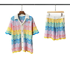 Casablanca Rainbow Wave Knit Set - Multi / Pastels